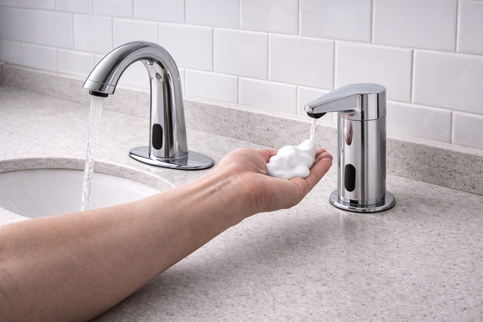 BathSelect Wella dual-sensor faucet and soap dispenser set model BS9080